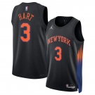 Men's New Yok Knicks #3 Josh Hart Black 2025 Statement Edition Stitched Basketball Jersey