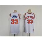 Men's New Yok Knicks #33 Patrick Ewing White Throwback Stitched Jersey