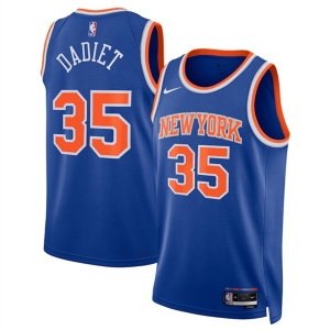 Men's New Yok Knicks #35 Pacome Dadiet Blue 2024 Draft Icon Edition Swingman Stitched Basketball Jersey