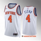 Men's New Yok Knicks #4 Malachi Flynn White Association Edition Stitched Basketball Jersey