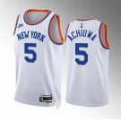 Men's New Yok Knicks #5 Precious Achiuwa White 2021-22 City Edition Stitched Basketball Jersey