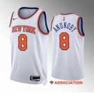 Men's New Yok Knicks #8 OG Anunoby White Association Edition Stitched Basketball Jersey