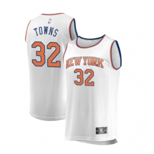 Men's New Yok Knicks Fanatics #32 Towns White Custom Fast Break Jersey-Statement Edition