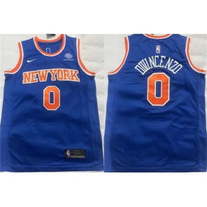 Men's New York Knicks #0 Donte DiVincenzo Blue Stitched Basketball Jersey