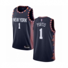 Men's New York Knicks #1 Bobby Portis Authentic Navy Blue Basketball Jersey - 2018 19 City Edition