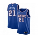 Men's New York Knicks #21 Damyean Dotson Authentic Blue Basketball Jersey - Statement Edition