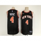 Men's New York Knicks #4 Derrick Rose Black Nike Stitched Basketball City Player Jersey