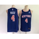 Men's New York Knicks #4 Rose Blue Basketball Jersey 2021 New