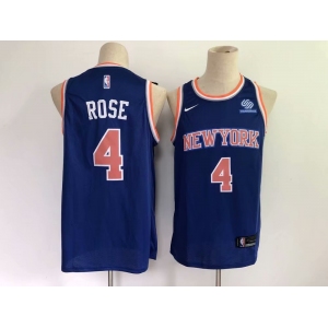 Men's New York Knicks #4 Rose Blue Basketball Jersey 2021 New