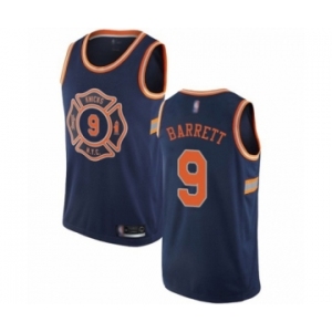 Men's New York Knicks #9 RJ Barrett Authentic Navy Blue Basketball Jersey - City Edition