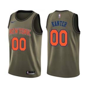 Men's Nike New York Knicks #00 Enes Kanter Swingman Green Salute to Service NBA Jersey