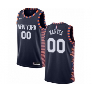 Men's Nike New York Knicks #00 Enes Kanter Swingman Navy Blue NBA Jersey - 2018-19 City Edition