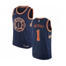 Men's Nike New York Knicks #1 Emmanuel Mudiay Authentic Navy Blue NBA Jersey - City Edition