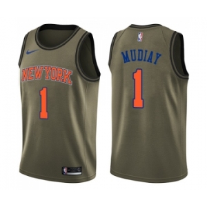 Men's Nike New York Knicks #1 Emmanuel Mudiay Swingman Green Salute to Service NBA Jersey