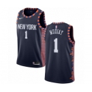 Men's Nike New York Knicks #1 Emmanuel Mudiay Swingman Navy Blue NBA Jersey - 2018-19 City Edition