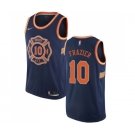 Men's Nike New York Knicks #10 Walt Frazier Authentic Navy Blue NBA Jersey - City Edition