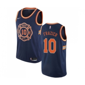 Men's Nike New York Knicks #10 Walt Frazier Authentic Navy Blue NBA Jersey - City Edition