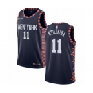 Men's Nike New York Knicks #11 Frank Ntilikina Swingman Navy Blue NBA Jersey - 2018-19 City Edition