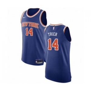 Men's Nike New York Knicks #14 Allonzo Trier Authentic Royal Blue NBA Jersey - Icon Edition