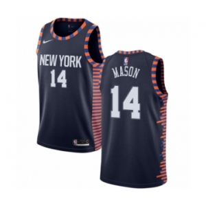 Men's Nike New York Knicks #14 Anthony Mason Authentic Navy Blue NBA Jersey - 2018-19 City Edition