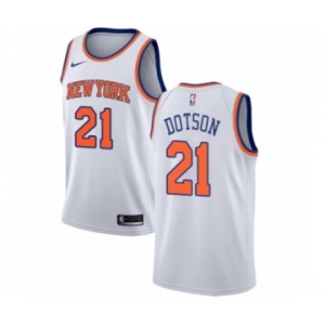 Men's Nike New York Knicks #21 Damyean Dotson Authentic White NBA Jersey - Association Edition
