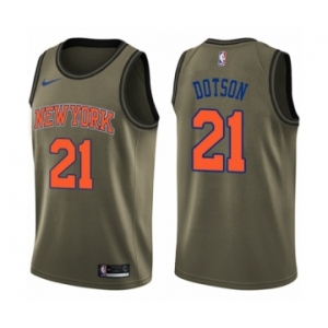 Men's Nike New York Knicks #21 Damyean Dotson Swingman Green Salute to Service NBA Jersey