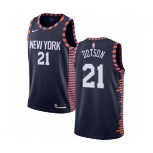 Men's Nike New York Knicks #21 Damyean Dotson Swingman Navy Blue NBA Jersey - 2018-19 City Edition