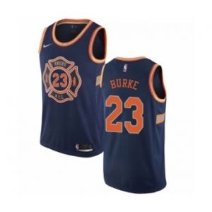 Men's Nike New York Knicks #23 Trey Burke Authentic Navy Blue NBA Jersey - City Edition