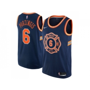 Nike New York Knicks #6 Kristaps Porzingis Navy NBA Swingman City Edition Jersey