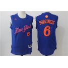 nba new york knicks #6 porzingis blue[2016 Christmas edition]