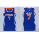 NBA Women Knicks #7 Carmelo Anthony Blue Dress Stitched Jerseys