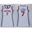 NBA Women Knicks #7 Carmelo Anthony White Dress Stitched Jerseys