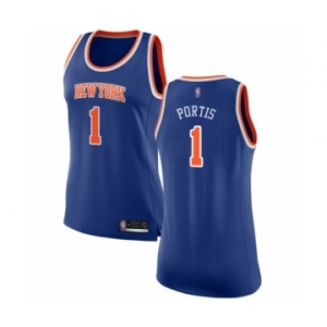 Women's New York Knicks #1 Bobby Portis Swingman Royal Blue Basketball Jersey - Icon Edition