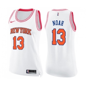 Women's Nike New York Knicks #13 Joakim Noah Swingman White Pink Fashion NBA Jersey
