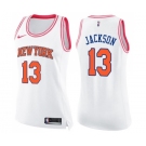 Women's Nike New York Knicks #13 Mark Jackson Swingman White Pink Fashion NBA Jersey