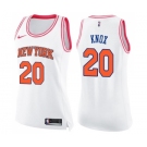 Women's Nike New York Knicks #20 Kevin Knox Swingman White Pink Fashion NBA Jersey