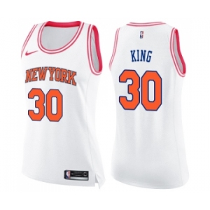 Women's Nike New York Knicks #30 Bernard King Swingman White Pink Fashion NBA Jersey