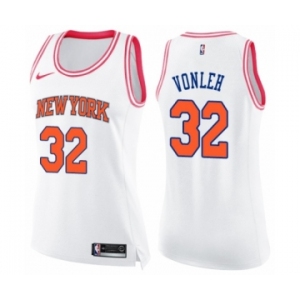 Women's Nike New York Knicks #32 Noah Vonleh Swingman White Pink Fashion NBA Jersey