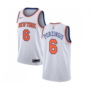 Women's Nike New York Knicks #6 Kristaps Porzingis Swingman White NBA Jersey - Association Edition
