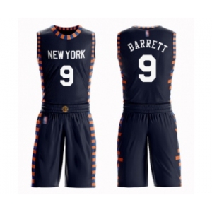 Youth New York Knicks #9 RJ Barrett Swingman Navy Blue Basketball Suit Jersey - City Edition