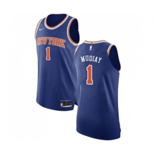 Youth Nike New York Knicks #1 Emmanuel Mudiay Authentic Royal Blue NBA Jersey - Icon Edition