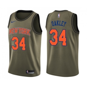 Youth Nike New York Knicks #34 Charles Oakley Swingman Green Salute to Service NBA Jersey