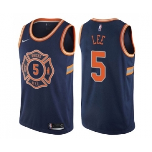 Youth Nike New York Knicks #5 Courtney Lee Swingman Navy Blue NBA Jersey - City Edition