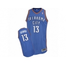 Men Adidas Oklahoma City Thunder #13 Paul George Authentic Royal Blue Road NBA Jersey