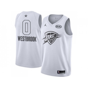 Men Nike Oklahoma City Thunder #0 Russell Westbrook White NBA Jordan Swingman 2018 All-Star Game Jersey