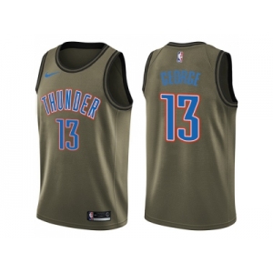 Men Nike Oklahoma City Thunder #13 Paul George Green Salute to Service NBA Swingman Jersey