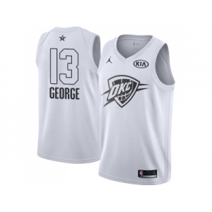 Men Nike Oklahoma City Thunder #13 Paul George White NBA Jordan Swingman 2018 All-Star Game Jersey