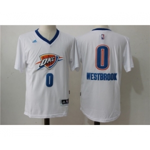 Men's Adidas Oklahoma City Thunder #0 Russell Westbrook Authentic White Pride NBA Jersey
