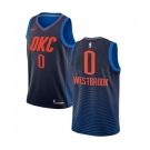 Men's Nike Oklahoma City Thunder #0 Russell Westbrook Authentic Navy Blue NBA Jersey Statement Edition