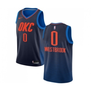 Men's Nike Oklahoma City Thunder #0 Russell Westbrook Authentic Navy Blue NBA Jersey Statement Edition